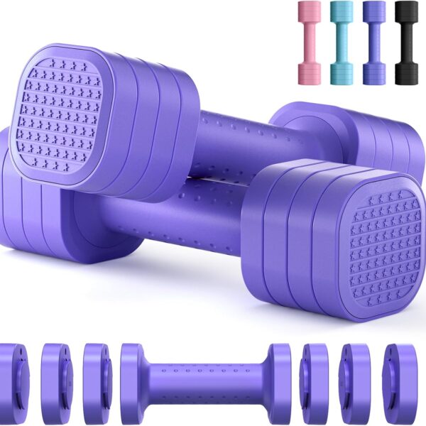 Zempox Adjustable Dumbbell Set of 2, 4 in 1 Free Weights Dumbbells Set for Women, Hand Weights for Women at Home, Each 2lb 3lb 4lb 5lb with TPU Soft Rubber Handle for Home Gym Exercise Training