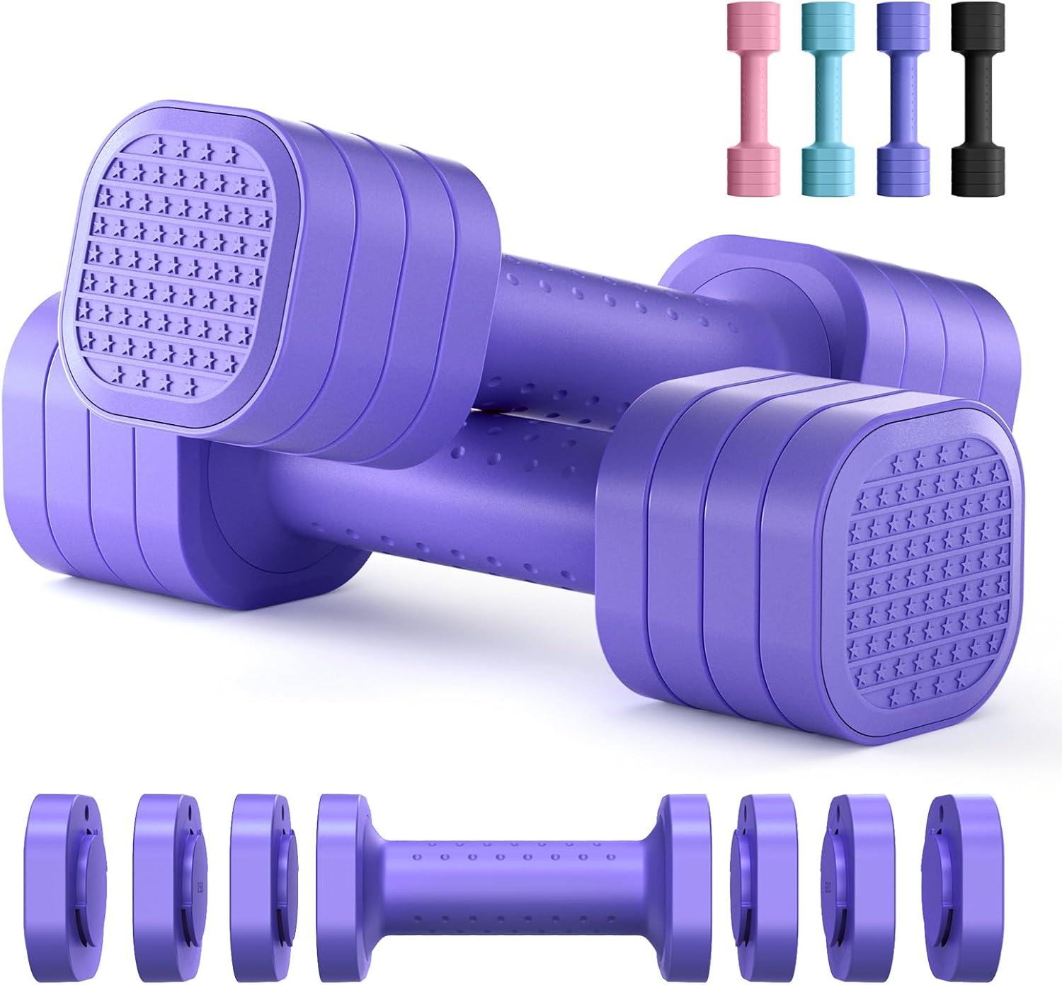 Zempox Adjustable Dumbbell Set of 2, 4 in 1 Free Weights Dumbbells Set for Women, Hand Weights for Women at Home, Each 2lb 3lb 4lb 5lb with TPU Soft Rubber Handle for Home Gym Exercise Training Zempox Adjustable Dumbbell Set of 2, 4 in 1 Free Weights Dumbbells Set for Women, Hand Weights for Women at Home, Each 2lb 3lb 4lb 5lb with TPU Soft Rubber Handle for Home Gym Exercise Training