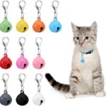 10 Pcs Pet Bells for Dog Collar, Metal Round Dog Bell Color Cat Bell Collar Charm Anti-Lost Training Loud Cat Bells with Clasp Pet Kitten Pendant Accessories for Pets Cats Dogs Collars Christmas Decor