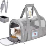 SECLATO 20" Large Soft Sided Cat Carrier Pet Carrier for Cats Dogs Under 25 lbs, Folding Dog Carrier Cat Carrier for 2 Cats Travel Carrier Bag, Grey
