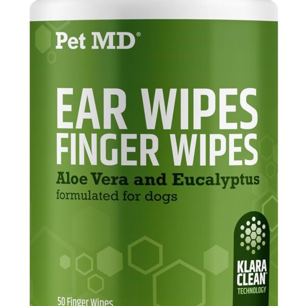 Dog Ear Cleaning Finger Wipes with Aloe Vera & Eucalyptus Oil  Veterinarian Formulated Pet Ear Wipes for Dog Ear Care  Made in USA  50 Count