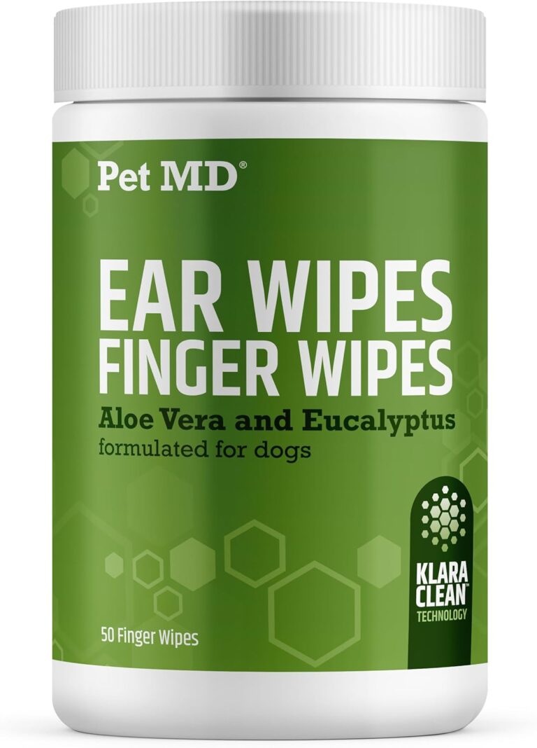 Dog Ear Cleaning Finger Wipes with Aloe Vera & Eucalyptus Oil  Veterinarian Formulated Pet Ear Wipes for Dog Ear Care  Made in USA  50 Count