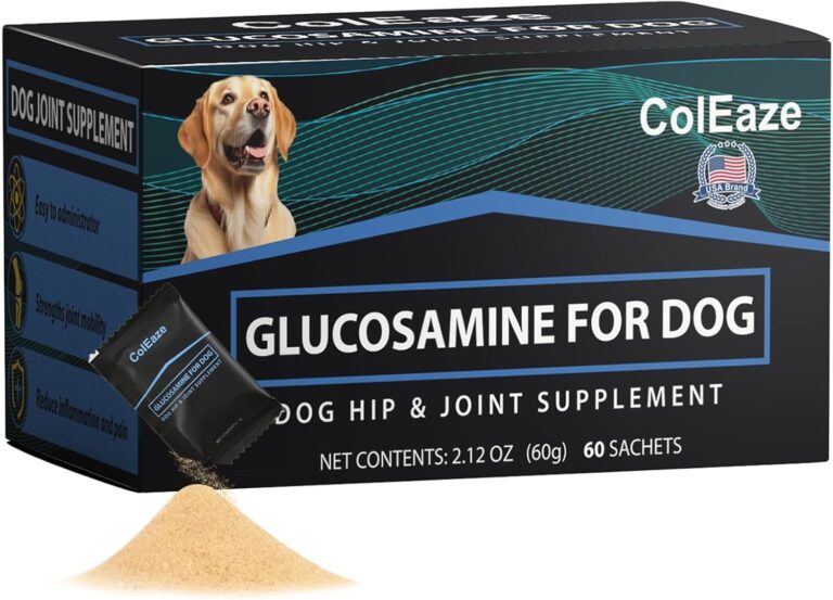 ColEaze Glucosamine for Dogs - Dog Joint Supplement Powder, MSM & Turmeric - Joint Pain Relief, Mobility Support for All Ages & Breeds - 60 Ct. Box