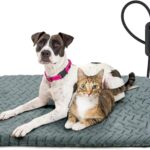 GASUR Heated Dog Bed, Waterproof Cat Heating Pad with Timer Temperature Adjustable, Indoor Heated Electric Pet Bed for Cats Dogs, Auto Power-Off, Anti-bite Pet Heated Pad, 28''x16'', Medium
