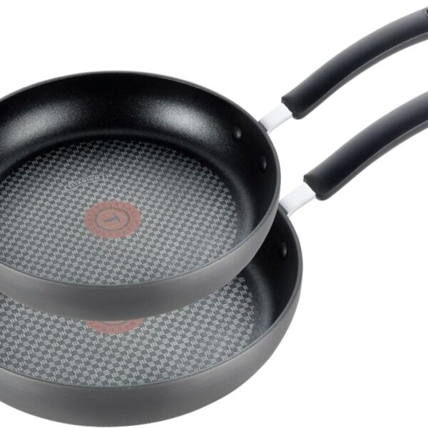 T-fal Ultimate Hard Anodized Nonstick Fry Pan Set 2 Piece, 10, 12 Inch, Oven Broiler Safe 400F, Cookware, Pots and Pans Set Non Stick, Kitchen Frying Pans, Cooking Skillets, Dishwasher Safe, Grey