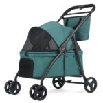 20% Larger Capacity, Dog Stroller for Large Dogs, Update pet Stroller for Medium Dogs Up to 20-66lbs, 4 Wheel All-Terrain with Canopy, Sun Shades, Storage Organizer, Waterproof Oxford (Dark Green)