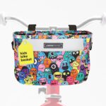 Premium Kids Bike Basket with Lid and Reinforced Hook-and-Loop Straps  Easy to Clean  Handlebar Bag with Shoulder Strap  Basket for Bike or Scooter