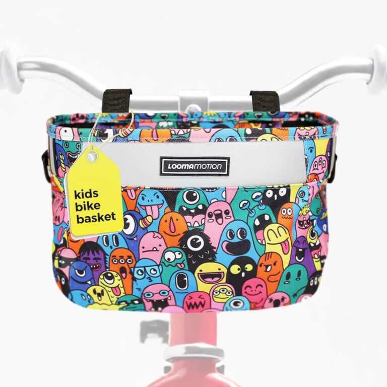 Premium Kids Bike Basket with Lid and Reinforced Hook-and-Loop Straps  Easy to Clean  Handlebar Bag with Shoulder Strap  Basket for Bike or Scooter