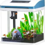 Small Fish Tank 2 Gallon Glass Aquarium Starter Kits Self Cleaning w/Colorful LED Light for Betta Shrimp Guppy Jellyfish Goldfish Beta,Room Decor Desktop, Gifts