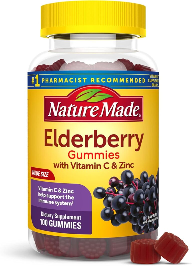Nature Made Elderberry Gummies with Vitamin C and Zinc, Dietary Supplement for Immune Support, 100 Elderberry Gummies, 50-Day Supply
