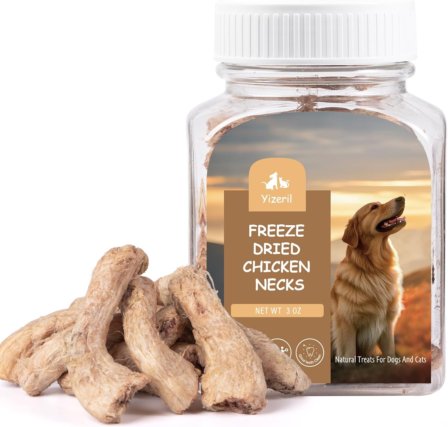 Freeze-Dried Chicken Necks Dog Cat Treats,Single Ingredient Turkey Necks High Protein,Grain Free for Teeth Cleaning & Support Joints(20 Pcs) Freeze-Dried Chicken Necks Dog Cat Treats,Single Ingredient Turkey Necks High Protein,Grain Free for Teeth Cleaning & Support Joints(20 Pcs)