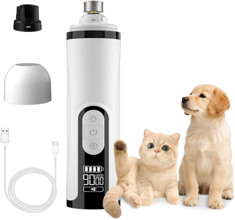 PawsMedal Pet Nail Grinder Quiet Professional Cats Cordless Clippers Cat Claw Care Cat Grooming Clippers Cat Grooming Supplies with Charging Cable Easy to Hold Safety Guard for Small Dogs Cats