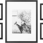 Gallery Perfect - 7-Piece Black Wall Frame Set - Kit with Decorative Art Prints - Hanging Template - Easy Installation Frame - Multi-Size Frames - Rectangular Wall Mount - Single Picture Frame