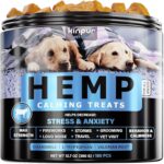 Kinpur Pet Care Relaxing Dog Calming Chews with Hemp Oil, Valerian Root, and Vitamin B - Natural Stress and Anxiety Relief for Dogs - 180 Beef-Flavored Calming Treats for All Breeds