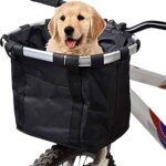 URBEST Bike Basket,Small Pets Cat Dog Folding Carrier,Removable Bicycle Handlebar Front Basket, Quick Release and Easy to Install,Detachable Cycling Bag (Black)