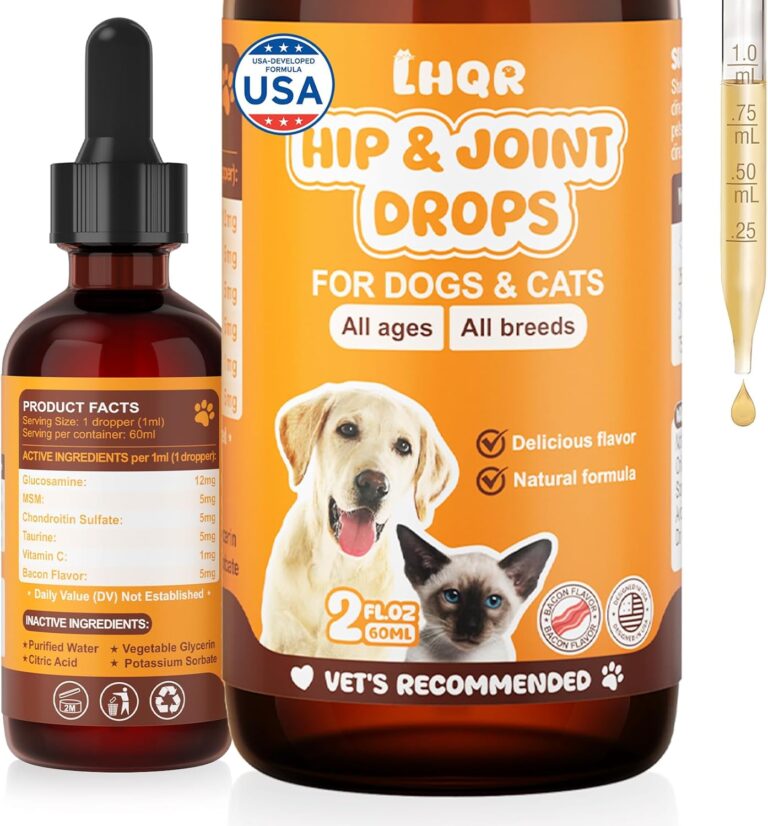 Liquid Glucosamine for Dogs, Chondroitin MSM Dog Drops for Hip & Joint Pain Relief, Joint Supplement Drops for Cats Mobility Support, Hip and Joint Liquid for Pets All Breeds Small Medium Large 60ml