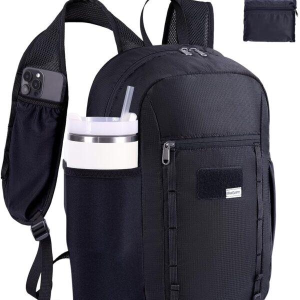 Blue Quartz 15L Small Hiking Backpack with Chest Pockets for Phone, Ultralight Hiking Daypack with Sternum Straps, Lightweight Foldable Packable Back Pack for Women Men(patent pending)