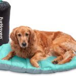 FurHaven Outdoor Travel Dog Bed for Large Dogs, Lightweight Trail Pup Travel Pillow Mat with Stuff Sack, Machine Washable & Foldable, Large, Aqua/Granite Gray