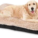 JOEJOY Large Dog Bed Crate Pad, Deluxe Plush Washable Dog Beds Fulffy Soft Kennel Pad Anti-Slip Pet Sleeping Mat for Extra Large Medium Small Dogs, 40" x 27", Beige
