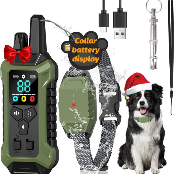 Shock Collar with Remote Control for Dogs, IP67 Waterproof Collar with Beep, Vibration, Safe Shock, Keypad Lock, Shock Collar for Dogs E-Collars for Large Medium Small Dog (10-120Lbs)