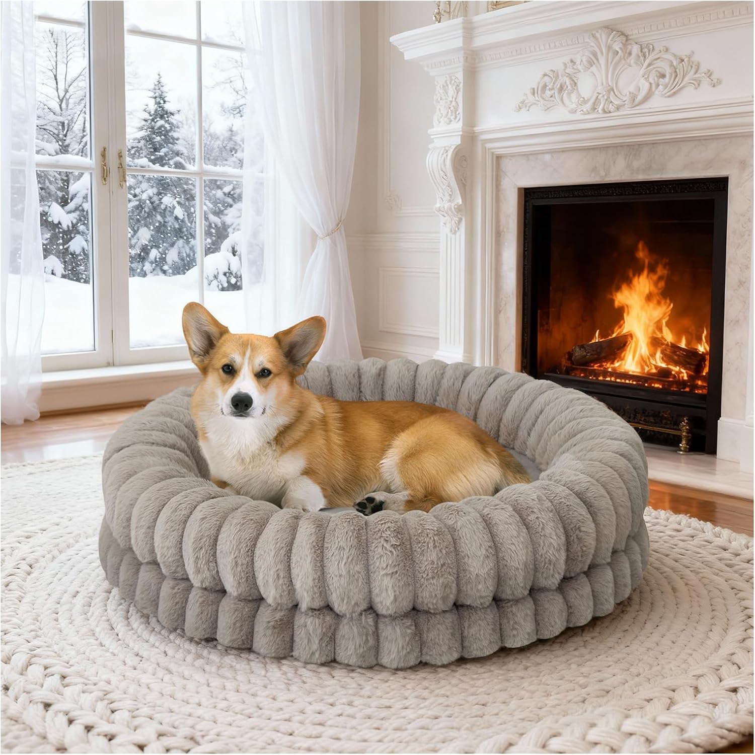 BALANCE Luxury Donut Dog Bed, 30 Inches Round Dog Bed Medium Size Dogs Washable, Orthopedic Calming Dogs Bed for Pets with Anti-Slip Bottom, Oatmeal BALANCE Luxury Donut Dog Bed, 30 Inches Round Dog Bed Medium Size Dogs Washable, Orthopedic Calming Dogs Bed for Pets with Anti-Slip Bottom, Oatmeal