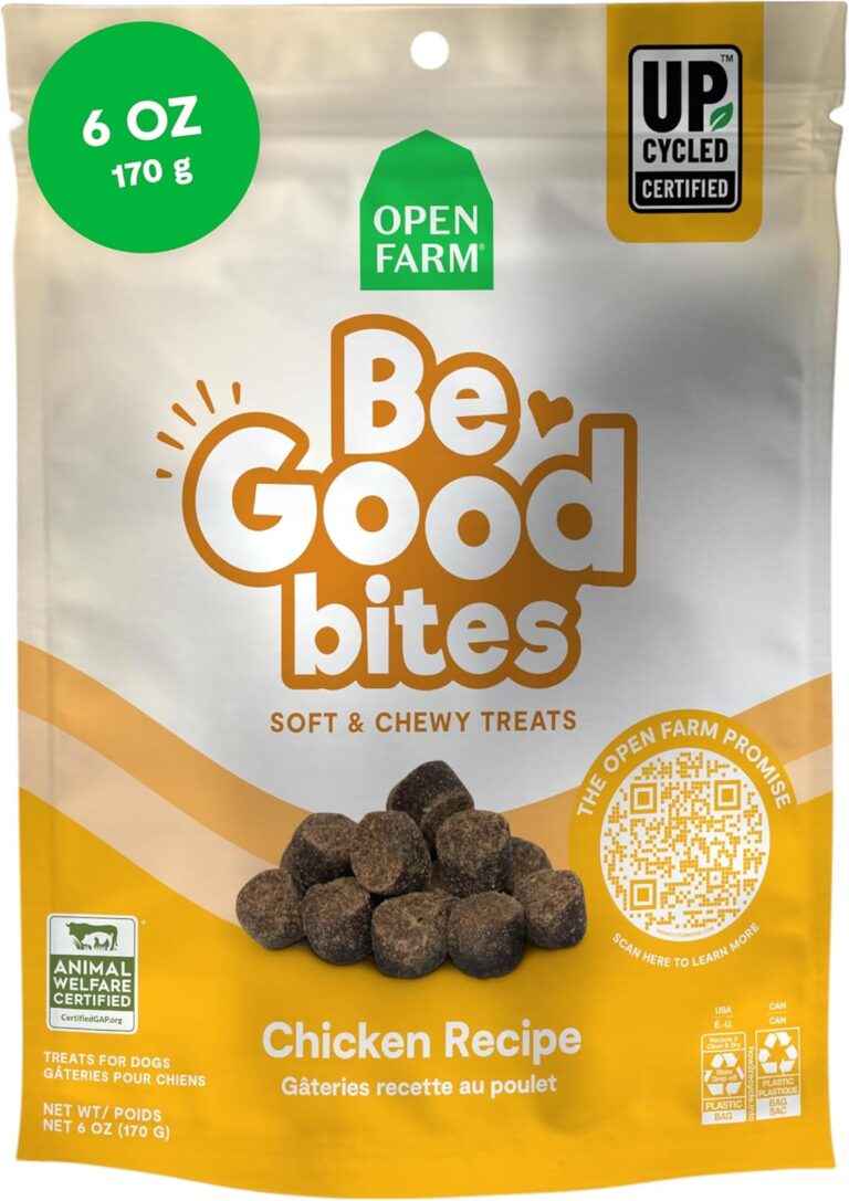 Open Farm, Be Good Bites, Soft Dog Training Treats, Small & Chewy, Made with Ethically & Sustainably Sourced Ingredients, Non-GMO Fruits & Grains, Chicken Recipe, 6oz Pouch
