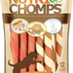 NutriChomps Dog Chews, 5-inch Twists, Easy to Digest, Rawhide-Free Dog Treats, 12 Count, Real Chicken, Peanut Butter and Milk flavors