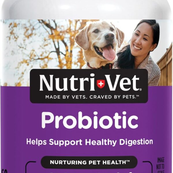Nutri-Vet Probiotics for Dogs, Dog Probiotics for Digestive Health, Puppy Probiotics, Promotes Healthy Immune System & Gut Health, Vet Formulated, Puppy Supplies, 60 Count Capsules