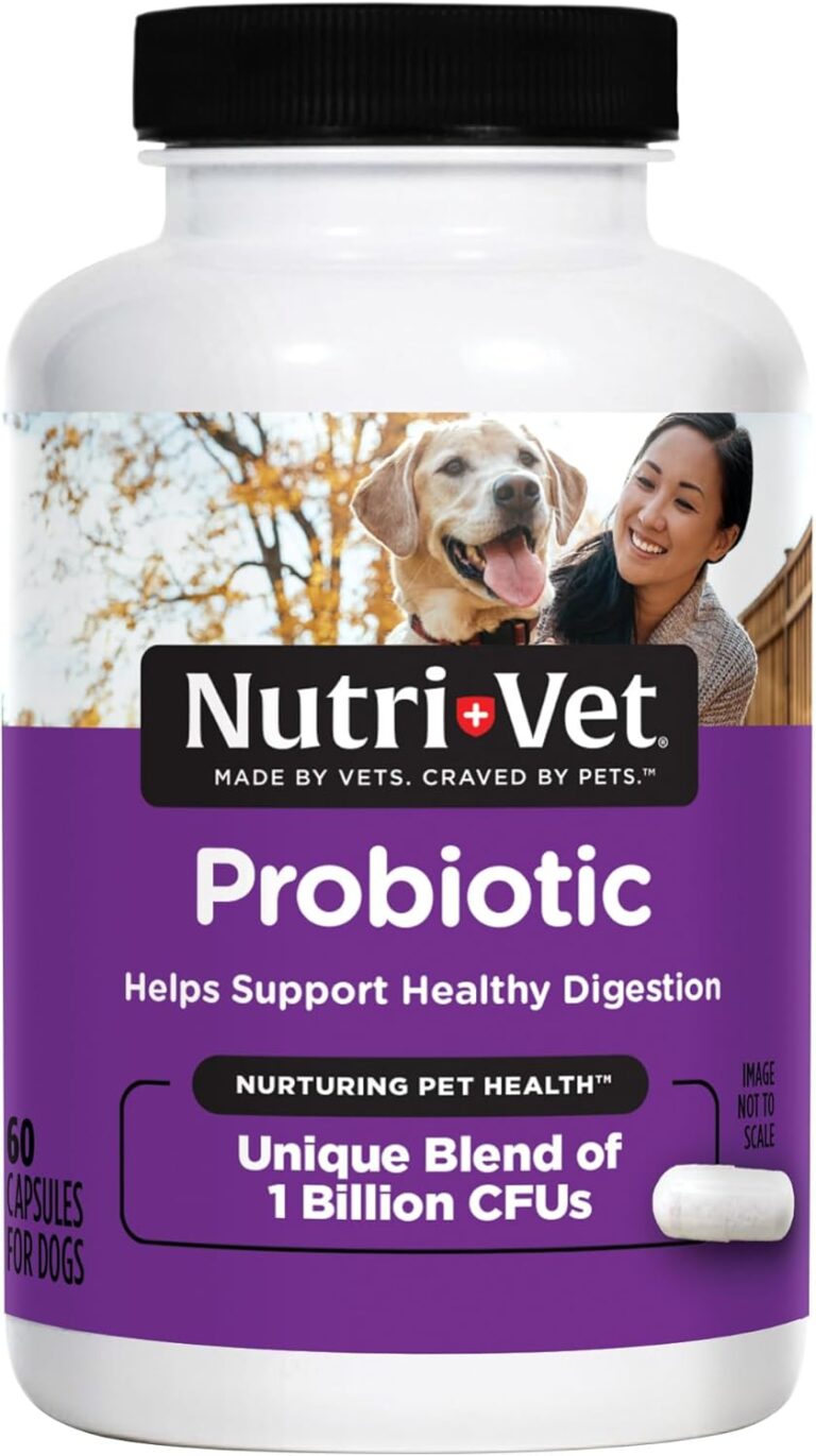 Nutri-Vet Probiotics for Dogs, Dog Probiotics for Digestive Health, Puppy Probiotics, Promotes Healthy Immune System & Gut Health, Vet Formulated, Puppy Supplies, 60 Count Capsules