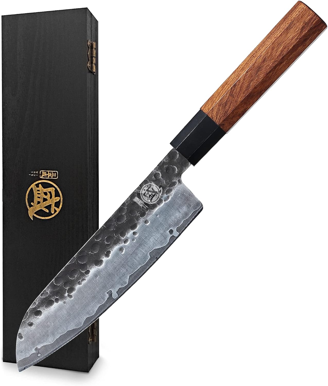 MITSUMOTO SAKARI Santoku Chef Knife 7 inch - Hand Forged Japanese Kitchen Knives, 3-Layer 9CR18MOV High Carbon Steel, Rosewood Handle & Sandalwood Box MITSUMOTO SAKARI Santoku Chef Knife 7 inch - Hand Forged Japanese Kitchen Knives, 3-Layer 9CR18MOV High Carbon Steel, Rosewood Handle & Sandalwood Box