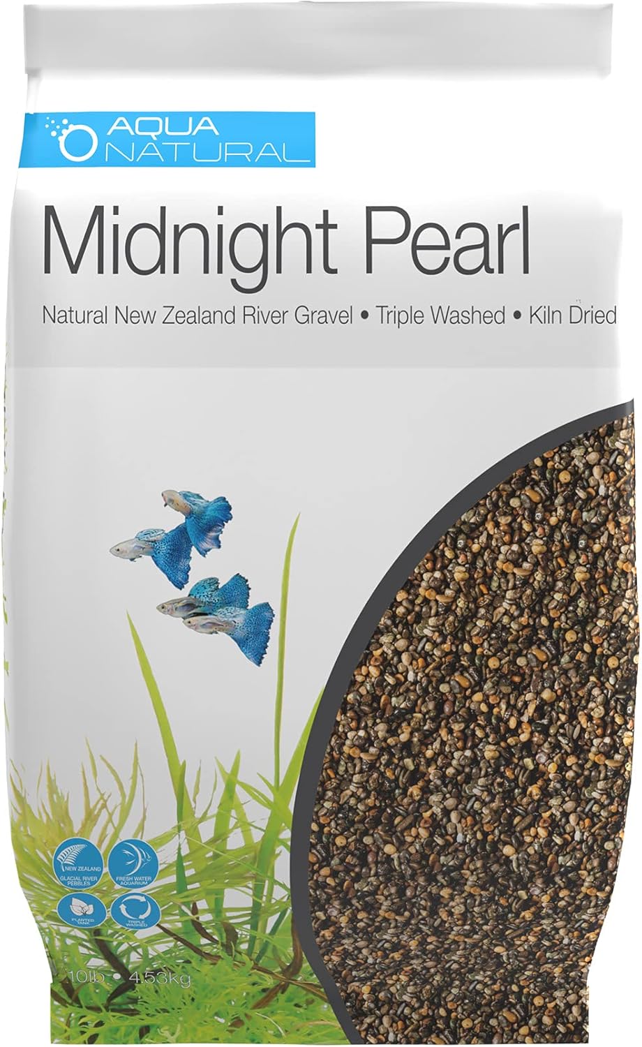 Aqua Natural Midnight Pearl 10lb Gravel Substrate for aquascaping, Aquariums, vivariums and terrariums 2-4mm, Brown, Small Aqua Natural Midnight Pearl 10lb Gravel Substrate for aquascaping, Aquariums, vivariums and terrariums 2-4mm, Brown, Small