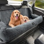 Large Dog Car Seat Under 100LBS,Dog Car Bed with Safety Tethers/Storage Pocket,Only for Back Seat-Gray