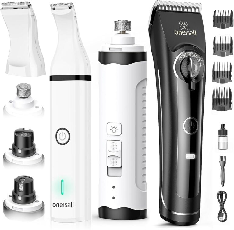 oneisall Dog Clippers for Grooming, Dog Nail Grinder and Paw Trimmer Kit