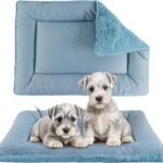 Dog Bed Mat, Crate Pad Reversible,Soft Kennel Pad, Washable Dog Crate Mat (Cool and Warm),Pet Sleeping Mattress for Small Medium Dogs XB009 (18''x13'',Blue)