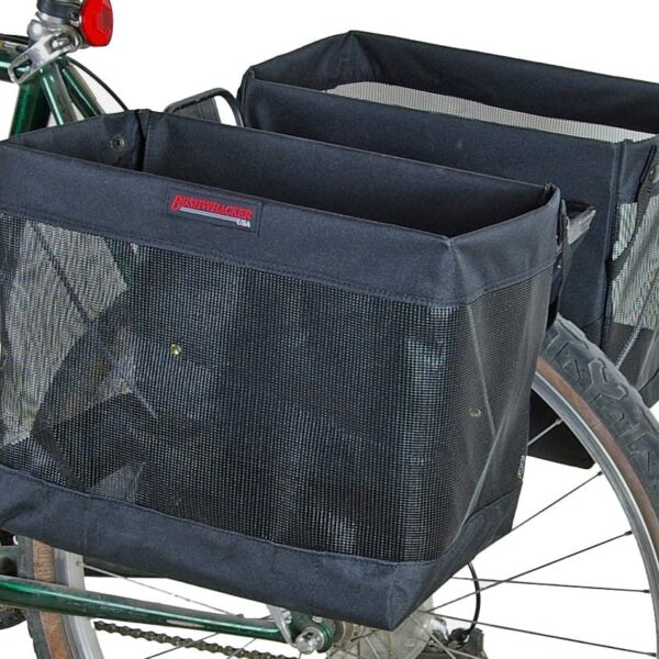 Bushwhacker Omaha Bicycle Grocery Panniers  Foldable Bike Rack Bags & Basket for Groceries  Easy 3-Point Mounting System  Pair of Rear Bags for Shopping and Cycling Commuting
