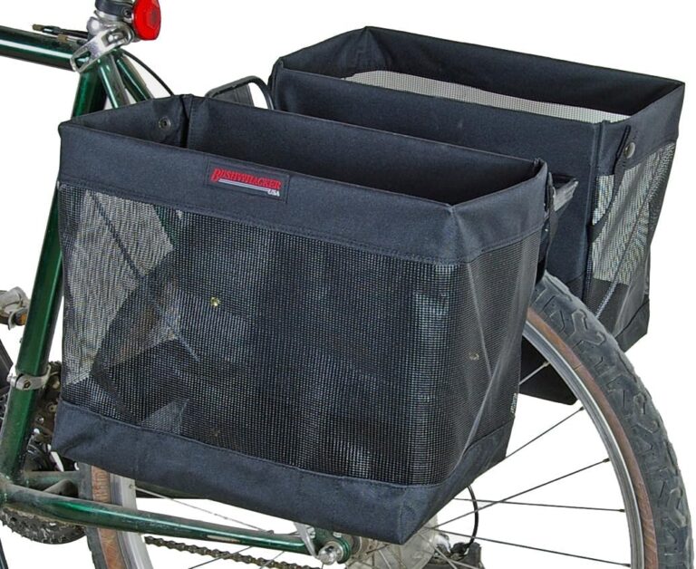 Bushwhacker Omaha Bicycle Grocery Panniers  Foldable Bike Rack Bags & Basket for Groceries  Easy 3-Point Mounting System  Pair of Rear Bags for Shopping and Cycling Commuting