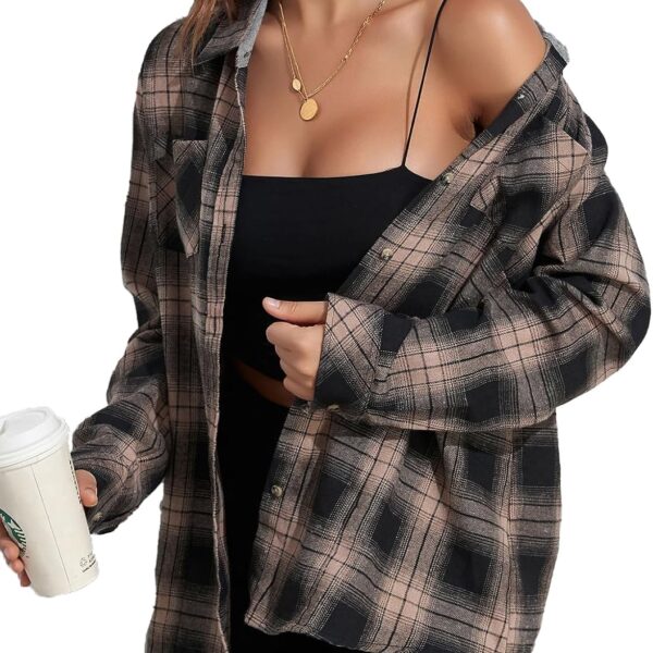 KevaMolly Plaid Flannel Shirts for Women Loose Fit Boyfriend Button Down Shirt Long Sleeve Casual Flannel Blouse Tops