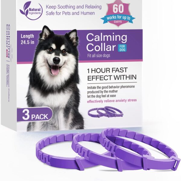 Dog Calming Pheromone Collar Set of 3,Relieves Anxiety,Keeps Dog Quiet,Foldable Collar