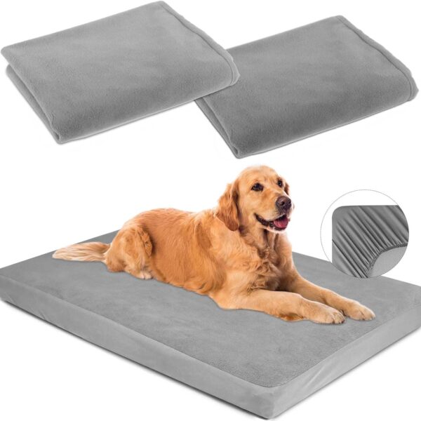Dog Bed Covers Replacement Waterproof for Dog Bedding Washable Grey 2 Pack 35" x 44" XL