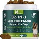 Dog Multivitamin Chewable with Glucosamine & MSM, Omegas 3 & 6, Probiotics, Dog Vitamins and Supplements for Hip & Joint Health, Skin & Coat, Immune Boost & Overall Health 120 Soft Chews