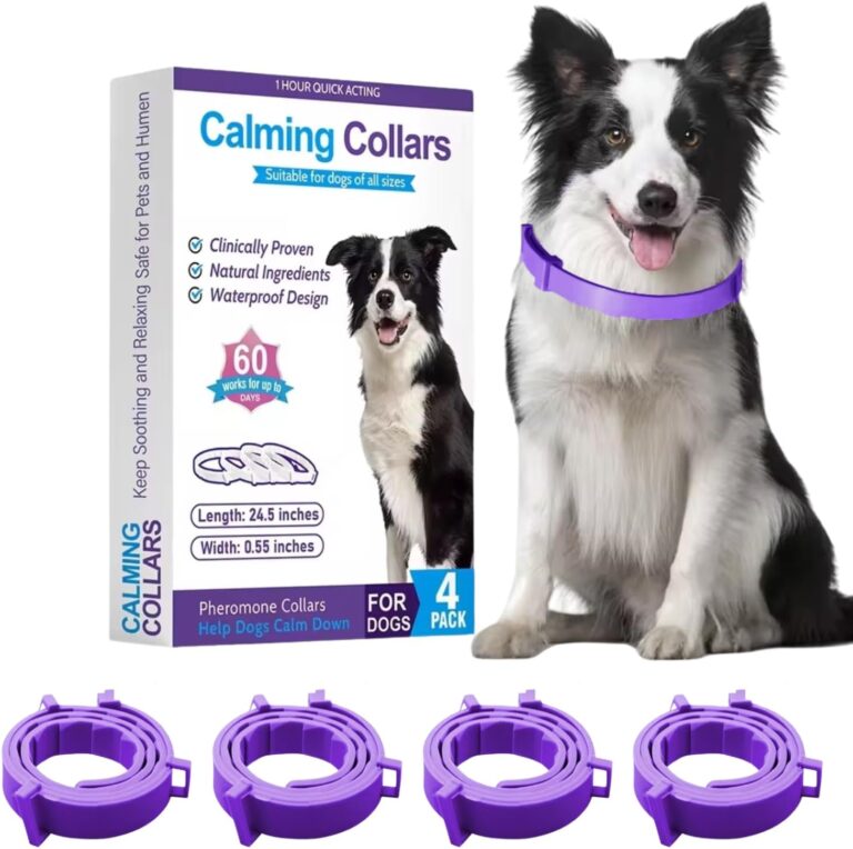 Calming Collar for Dogs 4 Packs Dog Pheromone Collars Relief Anxiety Stress Separation and Bad Behavior Pheromones Calm Lasts 60 Days 25 Inches Size Adjustable Waterproof Fit Small Large Medium Dogs