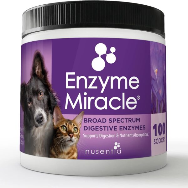 Enzymes for Cats & Dogs : Enzyme Miracle (100 Servings) : for Digestive Stress, Pancreatic Concerns, and Healthy Weight Management.