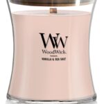 WoodWick Vanilla & Sea Salt Gifts for Women and Men, 9.7 oz Medium Hourglass Candle with Crackling Wick