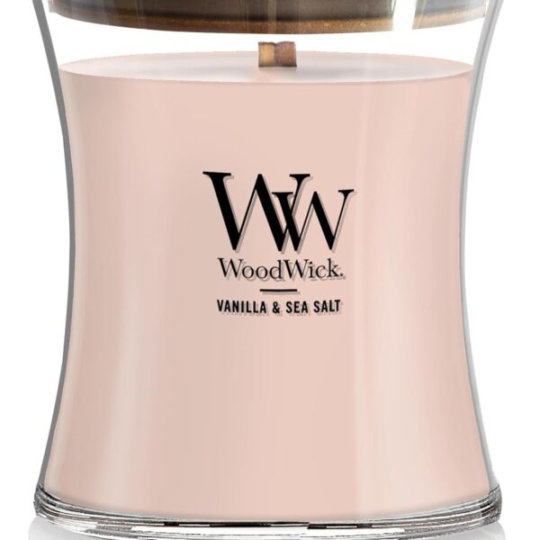WoodWick Vanilla & Sea Salt Gifts for Women and Men, 9.7 oz Medium Hourglass Candle with Crackling Wick