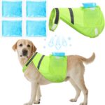 Aliceset 2 Pcs Dog Cooling Vest with 4 Recyclable Ice Pack Summer Outdoor Dog Cooling Harness Pet Adjustable Jacket Cooler(Large)