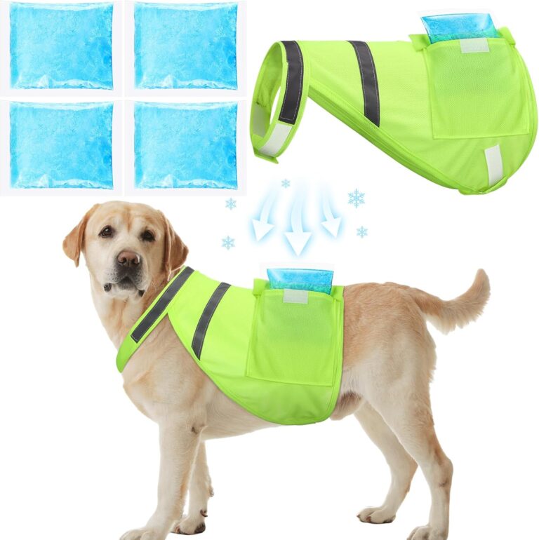 Aliceset 2 Pcs Dog Cooling Vest with 4 Recyclable Ice Pack Summer Outdoor Dog Cooling Harness Pet Adjustable Jacket Cooler(Large)