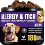 Dog Allergy & Itch Relief Chews - Immune Support for Dogs with Probiotics, Anti-Itch Pet Allergy Chews for Yeast, Itchy Skin, Ears & Paw Licking - Yeast Balance Support for Seasonal Allergies 180 Ct