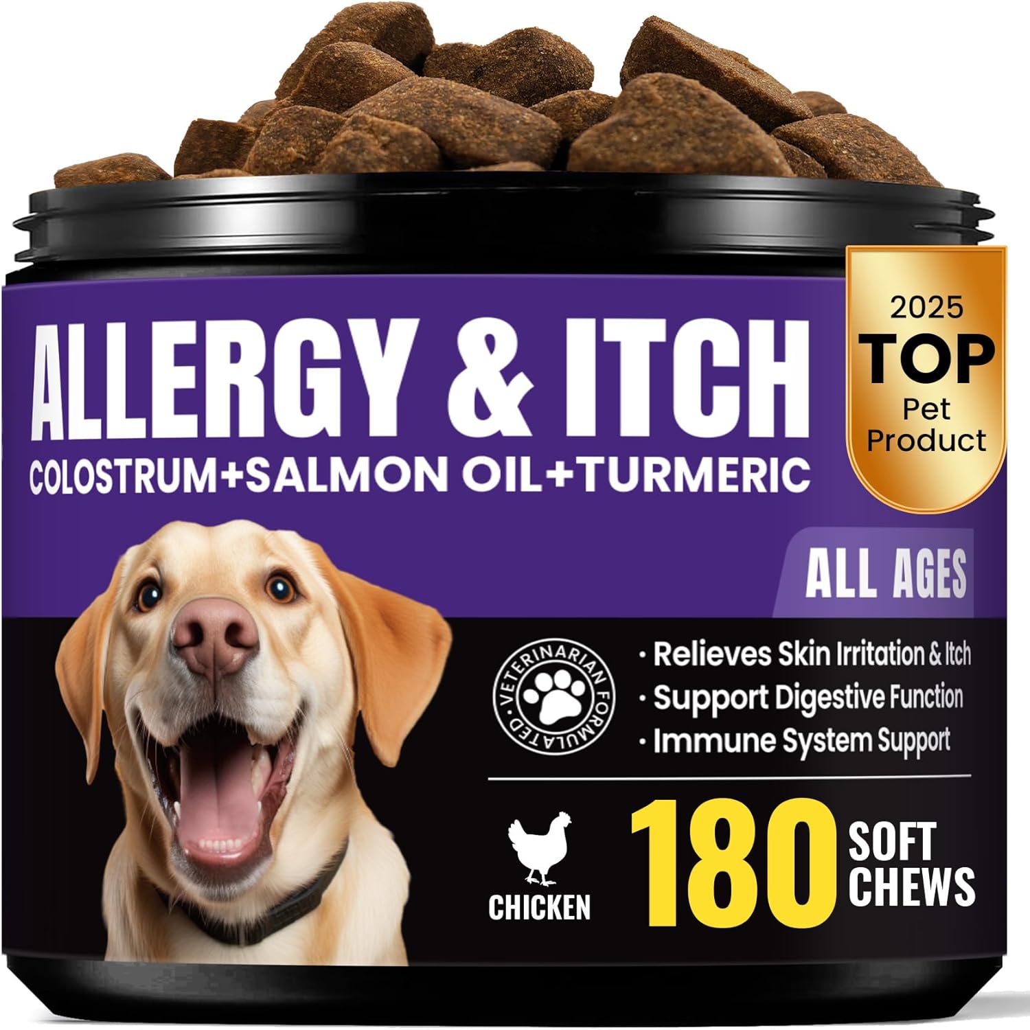 Dog Allergy & Itch Relief Chews - Immune Support for Dogs with Probiotics, Anti-Itch Pet Allergy Chews for Yeast, Itchy Skin, Ears & Paw Licking - Yeast Balance Support for Seasonal Allergies 180 Ct Dog Allergy & Itch Relief Chews - Immune Support for Dogs with Probiotics, Anti-Itch Pet Allergy Chews for Yeast, Itchy Skin, Ears & Paw Licking - Yeast Balance Support for Seasonal Allergies 180 Ct