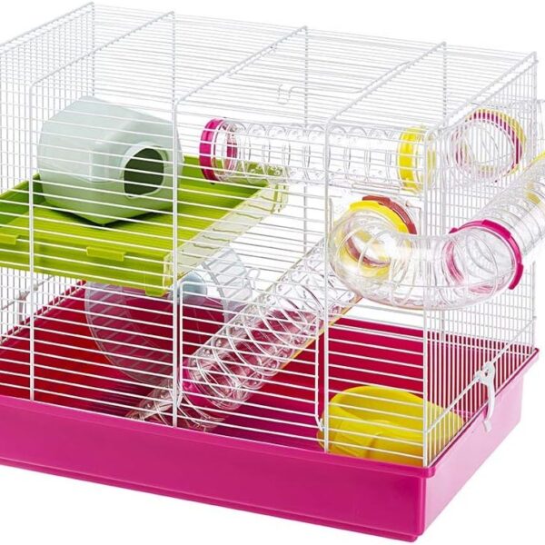 Ferplast Laura Small Hamster Cage | Fun & Interactive Cage Measures 18.11L x 11.61W x 14.8H & Includes All Accessories