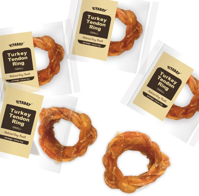 Turkey Tendons for Dogs, All Natural, Healthy Dog Treats, Long Lasting, Hypoallergenic Dog Chews, Rawhide Free, USA-Sourced, for Small Dogs, Ring (S), 4 Count Pack